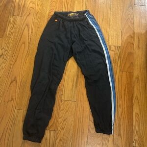 Aviator nation charcoal pants with blue and white stripes size L